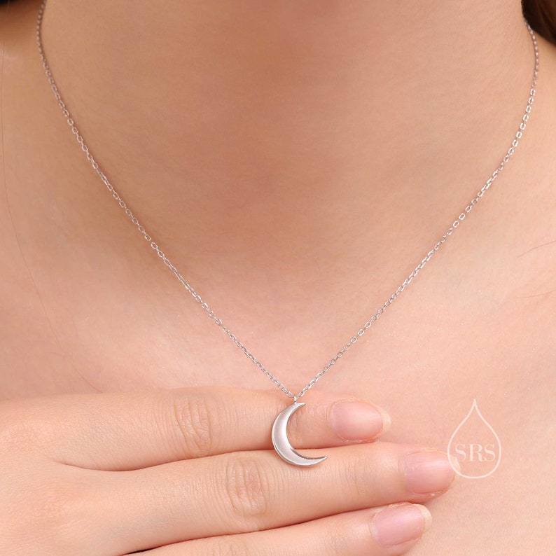 Crescent Moon Pendant Necklace in Sterling Silver Moon Necklace Gold or Silver Cute, Fun, Whimsical and Pretty Jewellery image 3