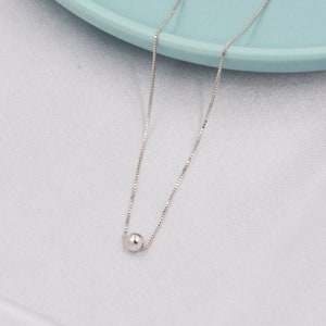 Einzelperlenhalsband aus Sterlingsilber, Minimalist Ball Chokerhalskette, Einfache Chokerhalskette Bild 8