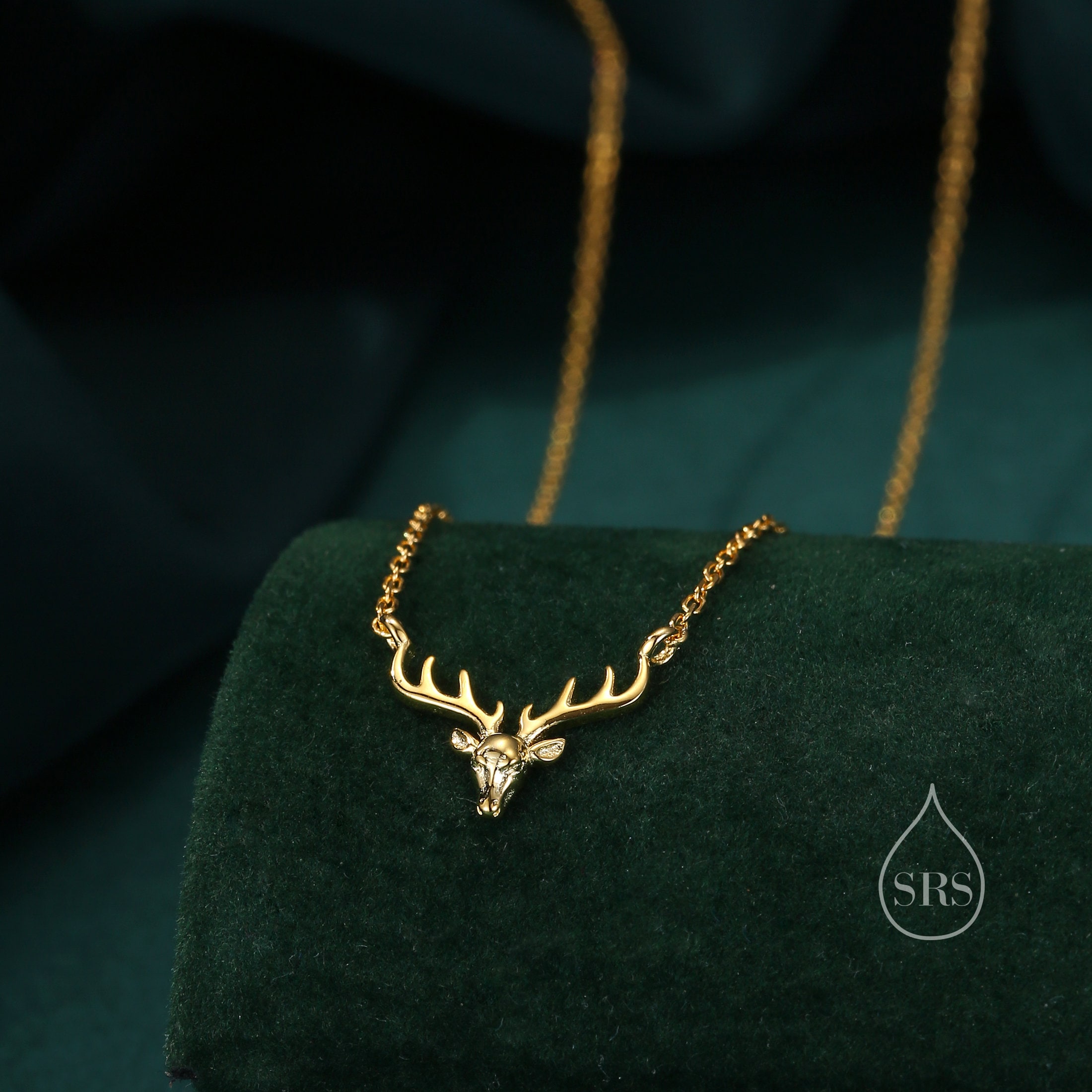 Stag Deer Necklace in Sterling Silver, Stag Head Necklace, Silver, Gold or Rose Gold - Cute Quirky and Fun Jewellery