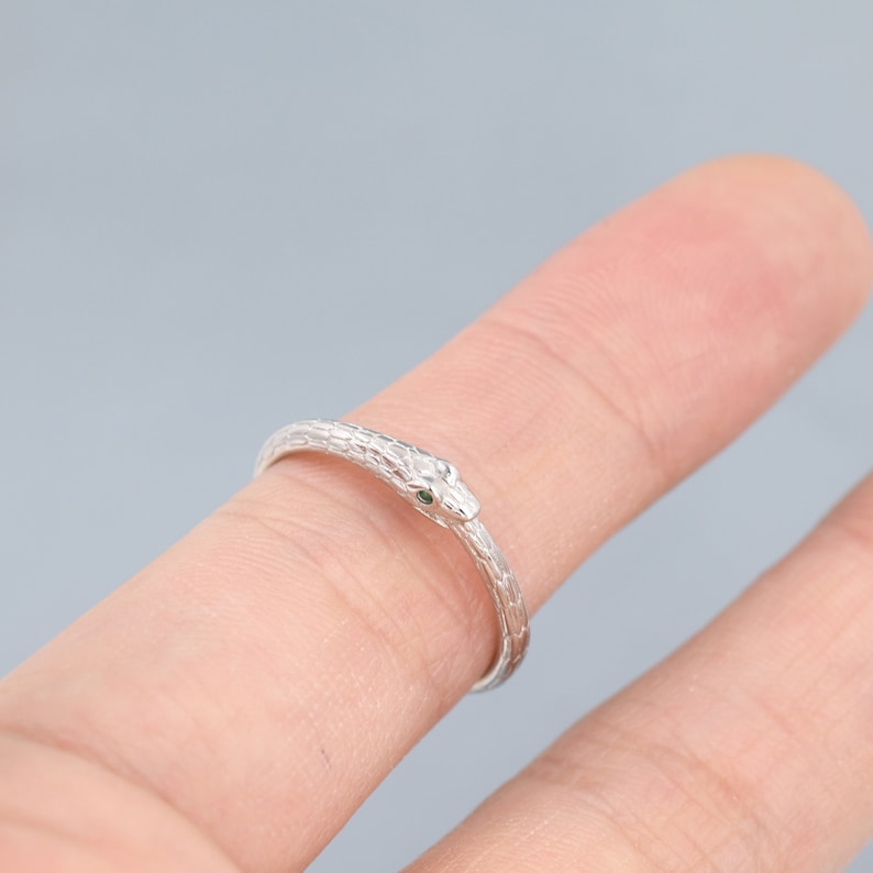 Sterling Silver Ouroboros Snake Ring, Eternity Ring in Sterling Silver, Silver or Gold, Minimalist Stacking Ring US 5 - 8 image 6