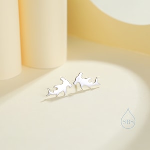 Hammerhead Shark Stud Earrings in Sterling Silver, Silver or Gold, Shark Earrings, Fish Earrings, Silver Shark Earrings image 3