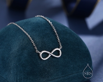 Colar com pingente de símbolo do infinito em prata de lei, delicado colar infinito, colar infinito em prata