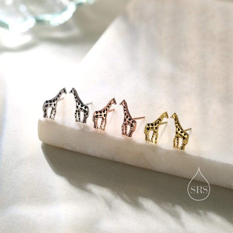 Sterling Silver Cute Little Giraffe Stud Earrings Hand Painted Enamel Cute, Fun, Whimsical and Pretty Jewellery image 7