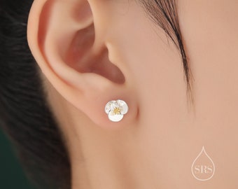 Poppy Flower Stud Earrings in Sterling Silver- Gold and Silver Two Tone - Flower Earrings - Blossom Earrings,  Fun, Whimsical and Pretty