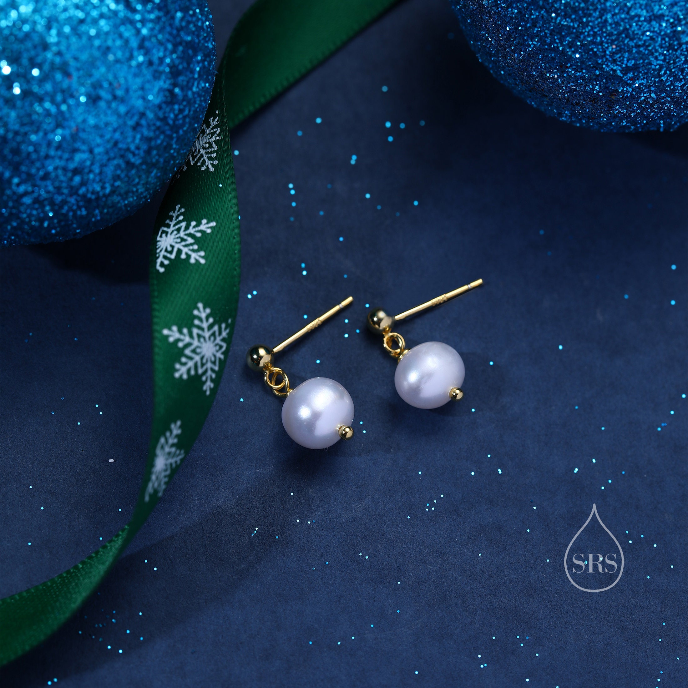 Genuine Freshwater Pearl Drop Earrings in Sterling Silver