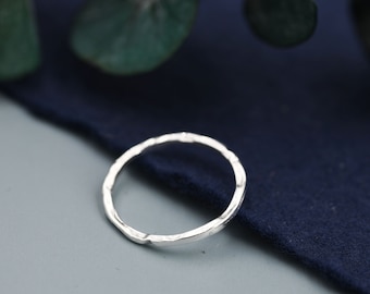 Sterling Silver Hammered Skinny Ring, Very Skinny Delicate Ring Band, Stacking Ring US 5-8, Wave Ring