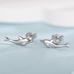 Extra Tiny Dolphin Stud Earrings in Sterling Silver, Silver or Gold or Rose Gold, Dolphin Earrings,  Nature Inspired Animal Earrings