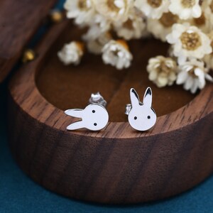 Cute Bunny Earrings in Sterling Silver, Rabbit Stud Earrings, Rabbit Head Earrings, Animal Earrings image 2
