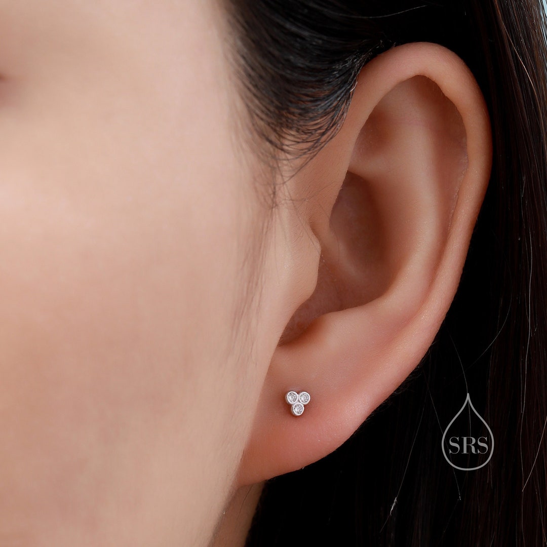Tri Shape CZ Stud Earrings main image 1
