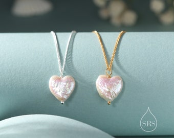 Genuine Heart Baroque Pearl Pendant Necklace in Sterling