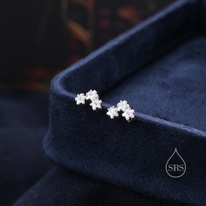 Tiny Star Shape CZ Trio Stud Earrings in Sterling Silver, Silver, Gold or Rose Gold, Three Star Earrings, Sunburst Earrings, Celestial