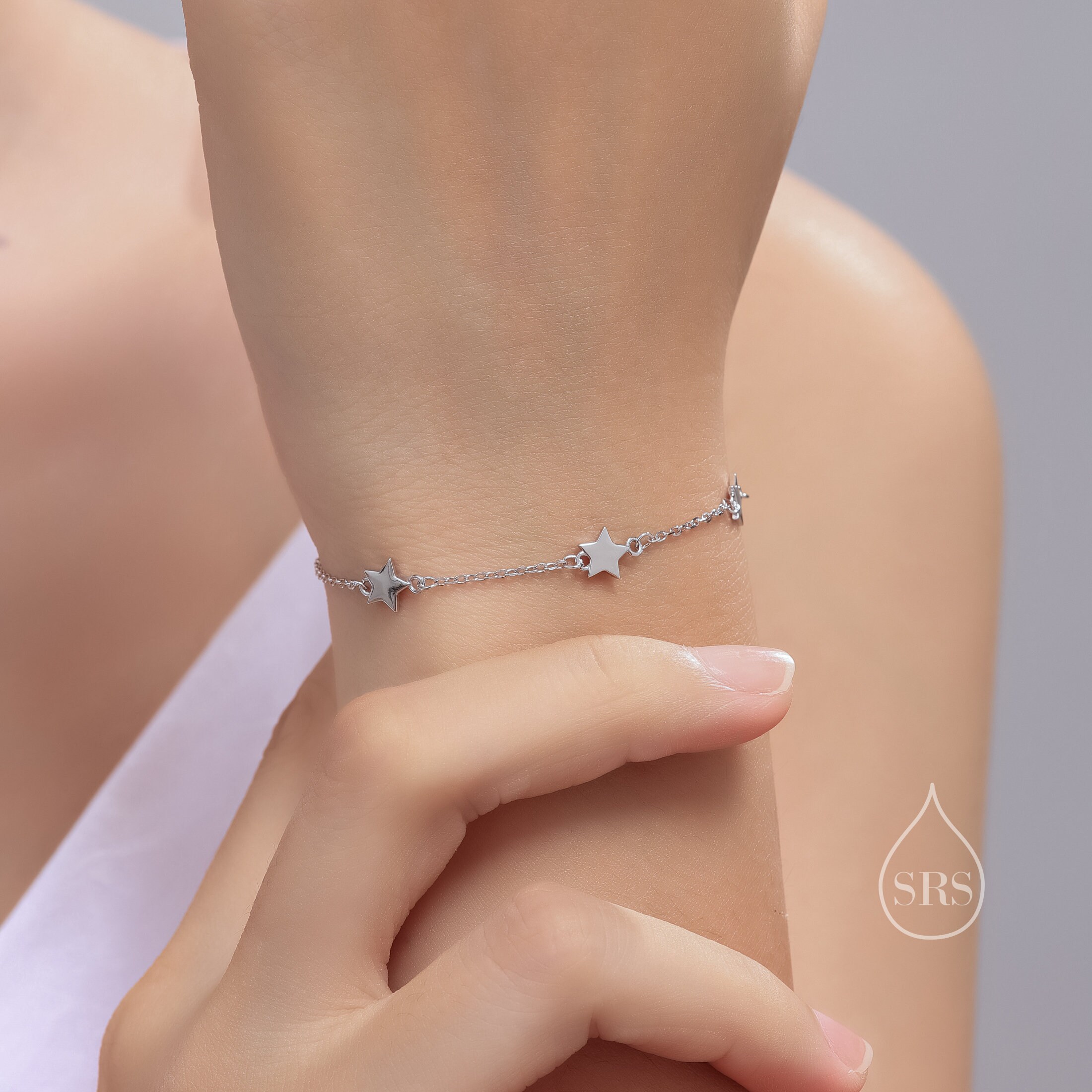 Five Star Motif Bracelet in Sterling Silver, North Star Five Star Motif Bracelet in Sterling Silver, North Star