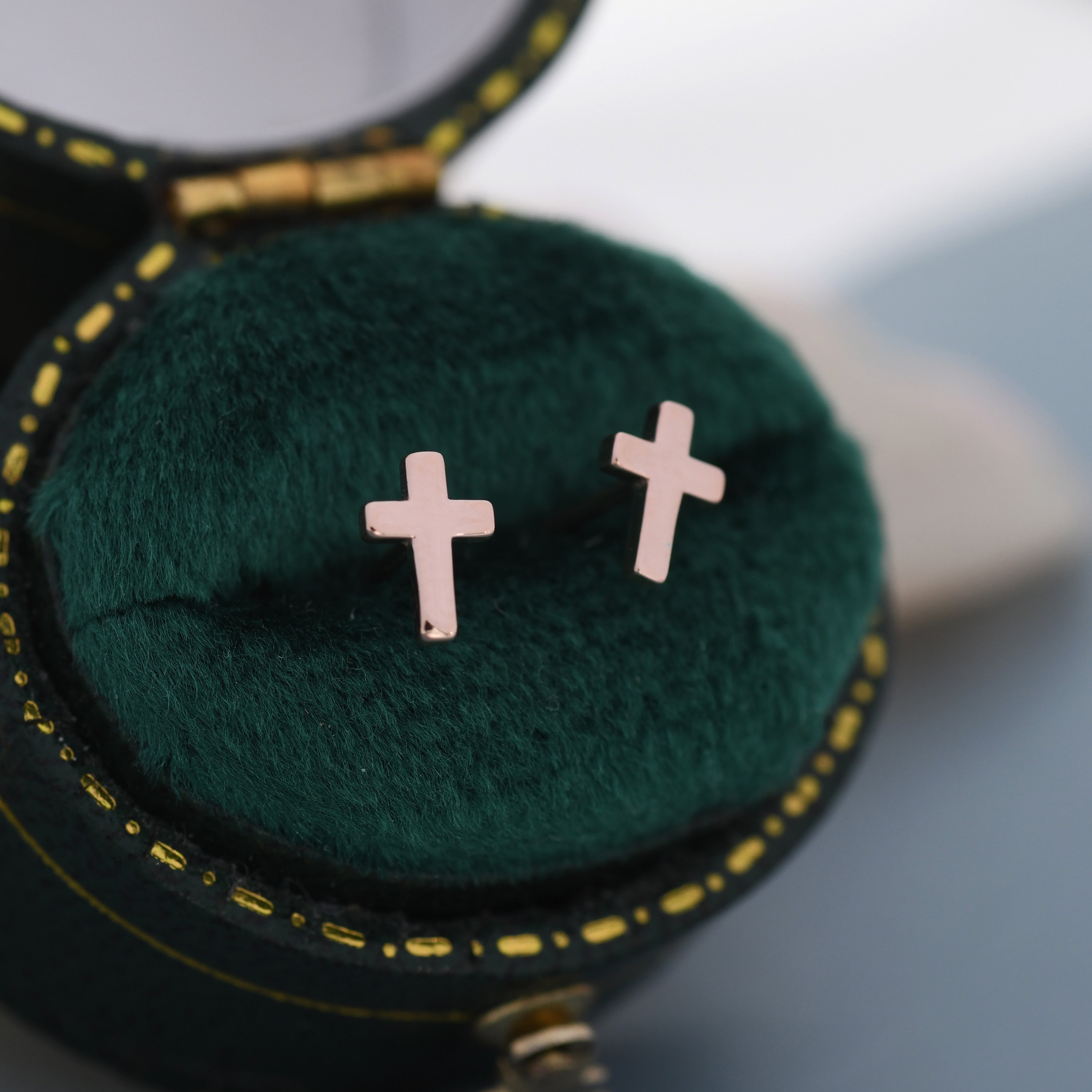 Tiny Cross Stud Earrings in Sterling Silver, Silver, or Gold, Dainty Earrings, Extra Tiny, Stacking Earrings, Cross Earrings