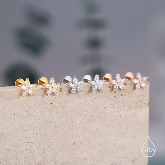 Orecchini a bottone in argento sterling con piccole pietre portafortuna, orecchini con zirconi cubici da 3 mm, orecchini impilabili, orecchini a corona - Italia