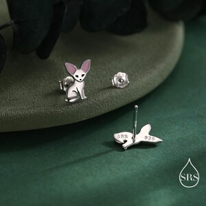 Fennec-räv örhängen i sterlingsilver, söta räv örhängen, söta och udda örhängen, naturinspirerade örhängen bild 4