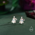 Tiny Christmas Tree Stud Earrings in Sterling Silver,  Silver or Gold  or Rose Gold Finish, Tiny Xmas Tree Earrings,  Christmas Earrings