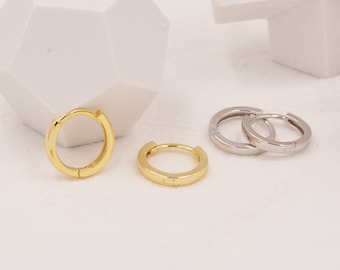 Minimalist Simple Huggie Hoop Earrings in Sterling Silver, Silver or Gold, Straight Edge Hoop Earrings, Simple Geometric Jewellery