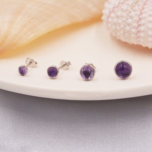 Natürliche Amethyst Ohrstecker in Sterling Silber - Echte Lila Amethyst Kristall Ohrstecker - Halbedelstein