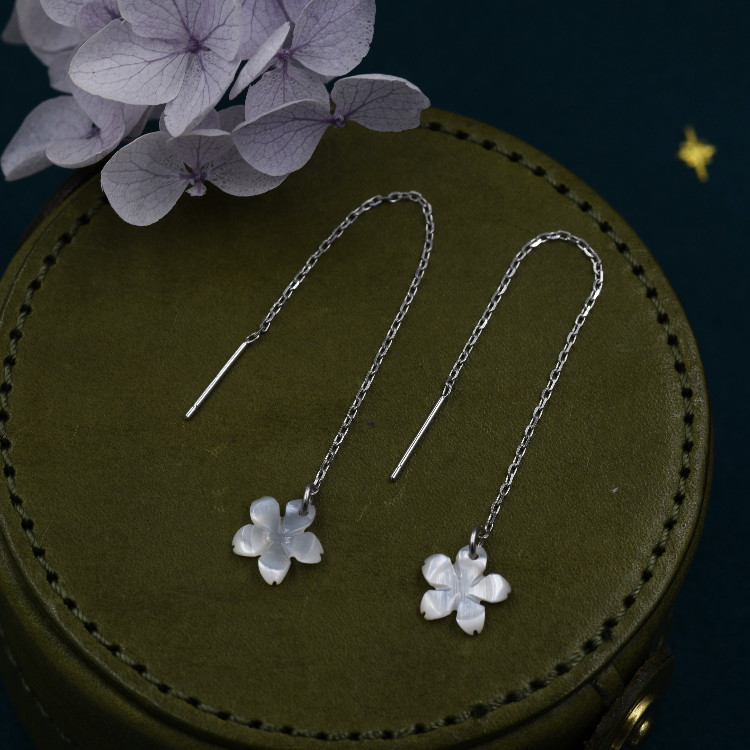 Sterling Silver Pavé Flower Threader Earrings - Martha Jackson