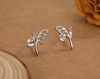 Sterling Silver Lily of the Valley 16G Flat Back Labret Earrings