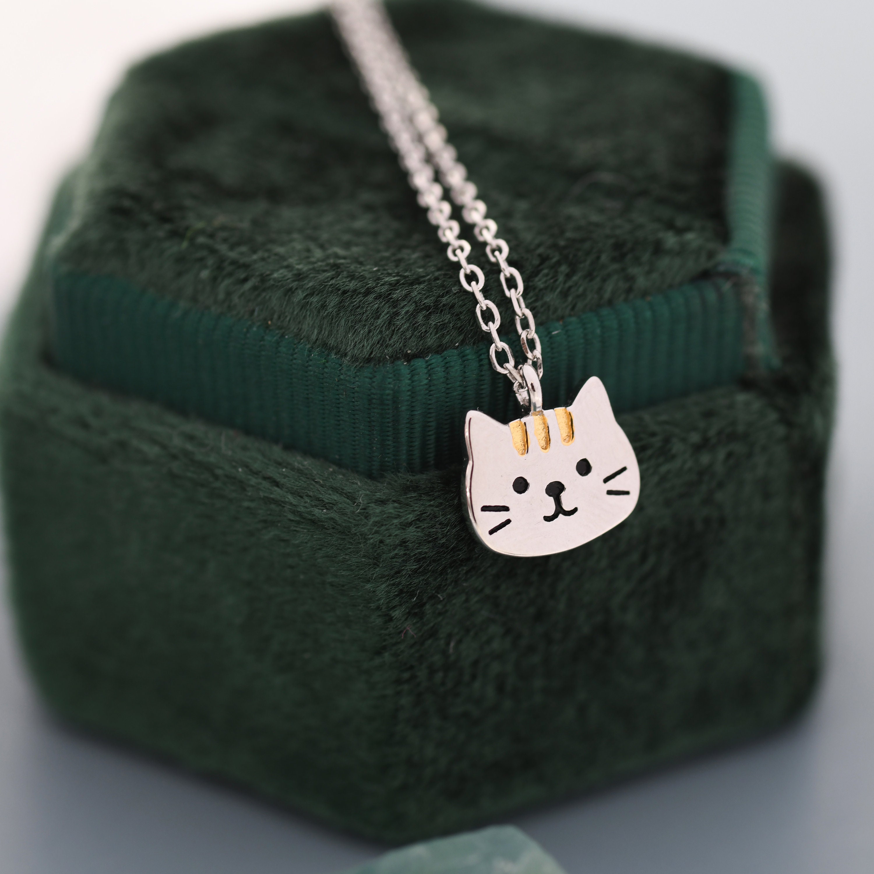 Tabby Cat Pendant Necklace in Sterling Silver Cat Necklace Etsy UK