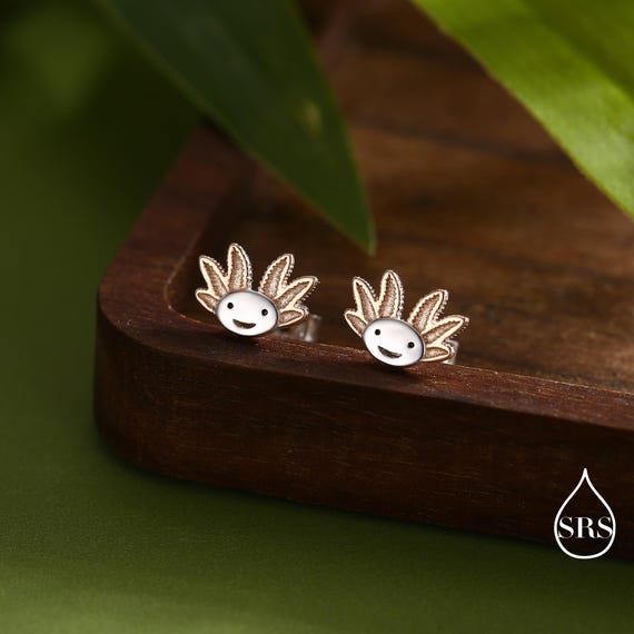 Orecchini pendenti a forma di Axolotl in argento sterling - Orecchini pendenti a forma di creatura marina - Amante degli animali - Carini, divertenti, stravaganti - Italia