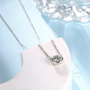 1 Carat Moissanite Solitaire Bezel Pendant Necklace in Sterling Silver, 1 Ct Moissanite Diamond Bubble Necklace, 6.5mm Moissanite image 6