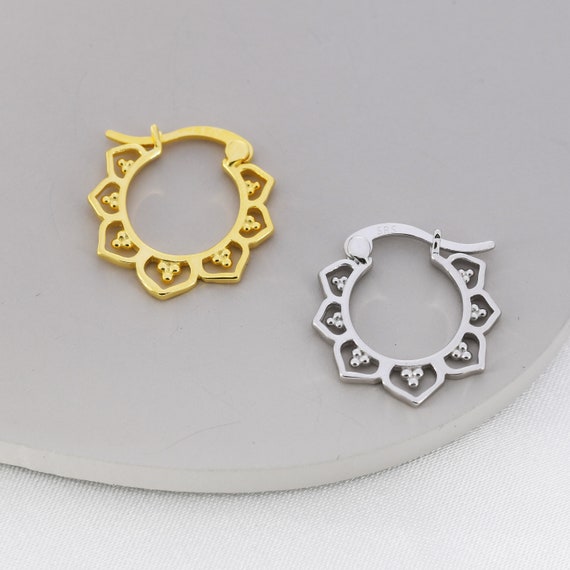 Lotus flower hoop earrings deals