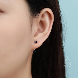 Double CZ Ear Jacket in Sterling Silver, Silver or Gold, Front and Back Earrings, Two Part Earrings image 9