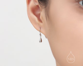 Small Droplet Drop Hook Earrings in Sterling Silver, Silver, Gold or Rose Gold, Waterdrop Dangle Earrings, Raindrop Earrings