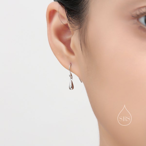 Small Droplet Drop Hook Earrings in Sterling Silver, Silver, Gold or Rose Gold, Waterdrop Dangle Earrings, Raindrop Earrings