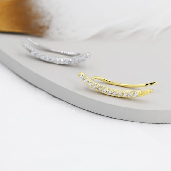 Orecchini Crawler In Argento Sterling Con Cristalli CZ Brillanti