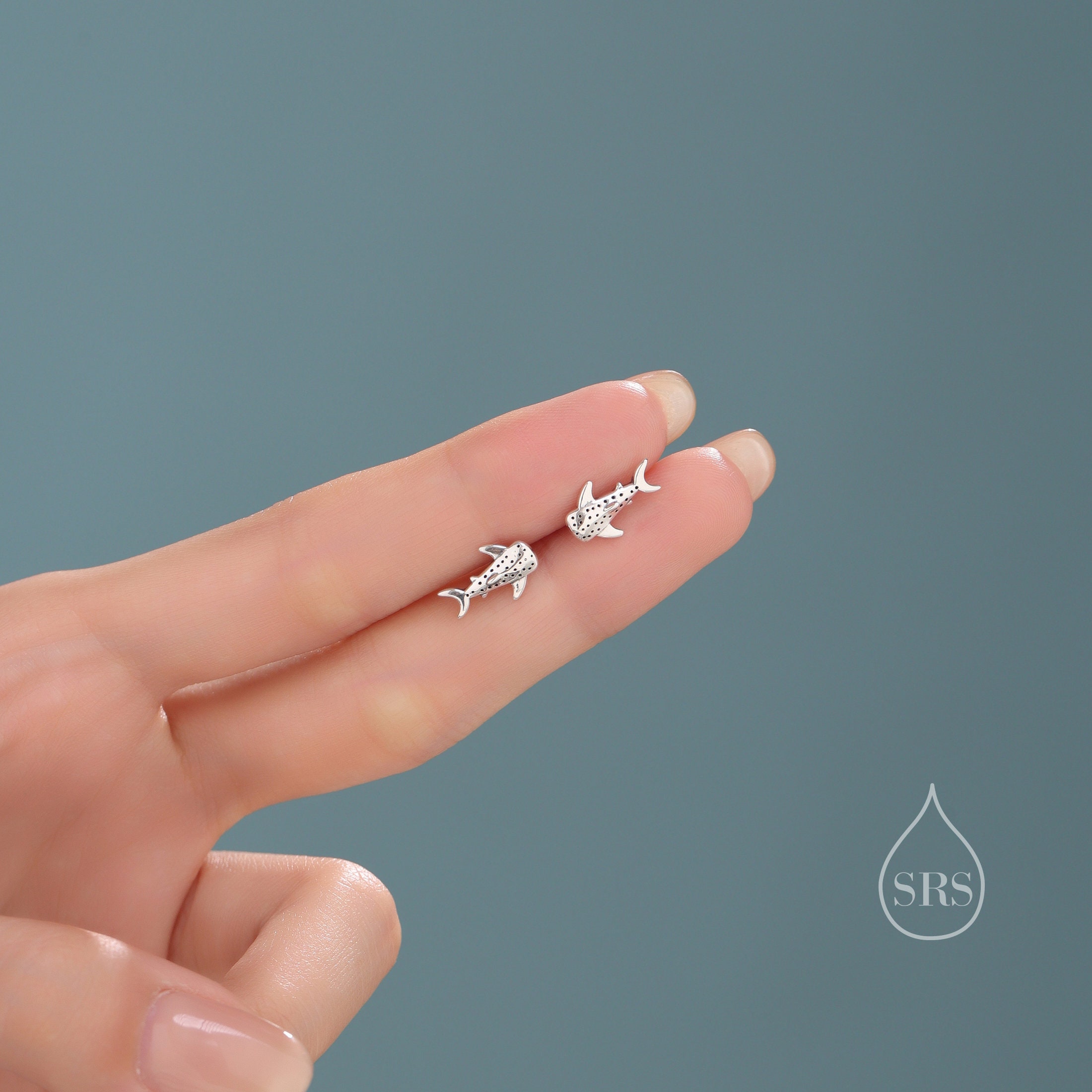 Shark Stud Earrings For Women – Cute Tiny Shark & Dolphin Earrings, Beach Party Jewelry Gift - View #3