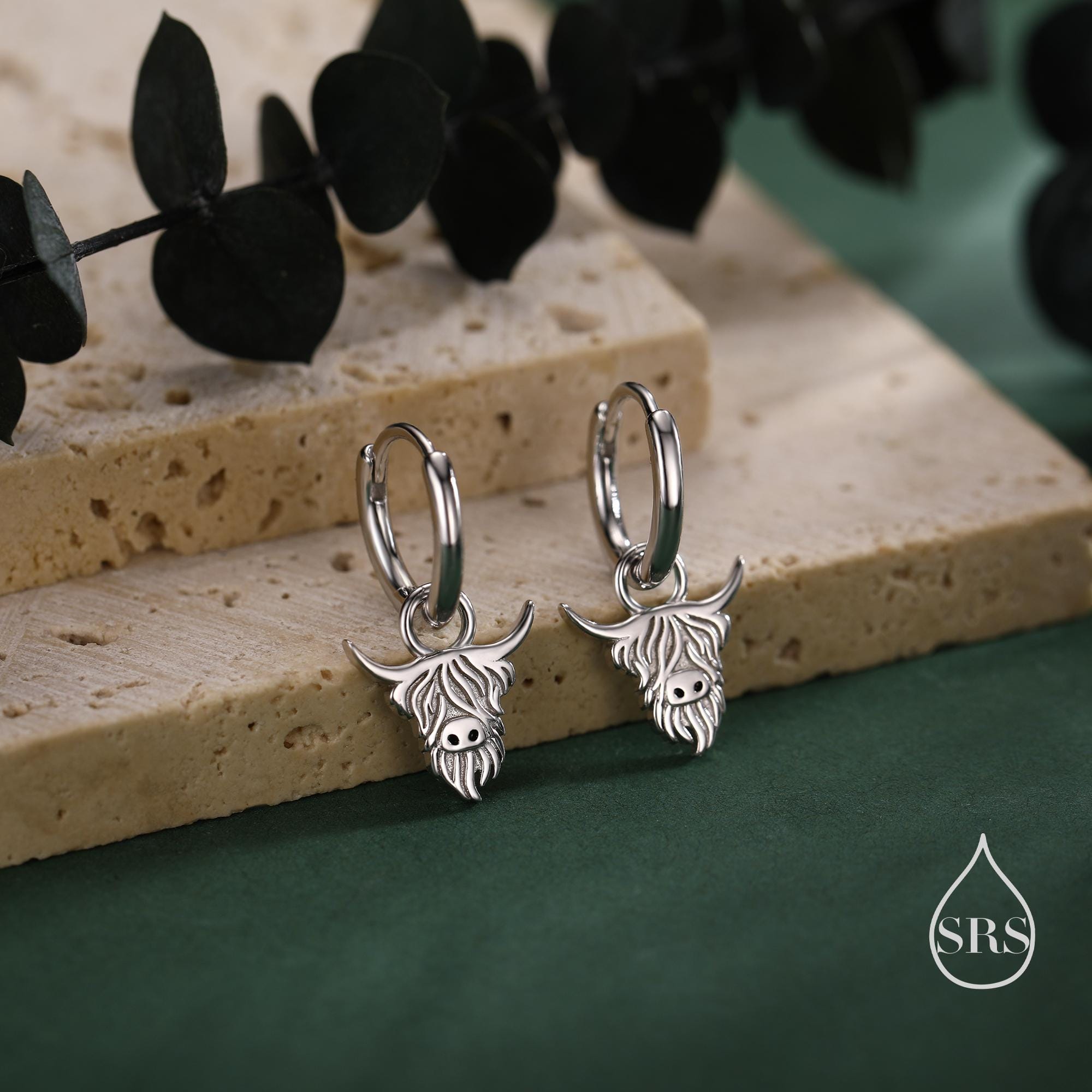 Cow Gifts Highland - Orecchini pendenti in argento Sterling, con