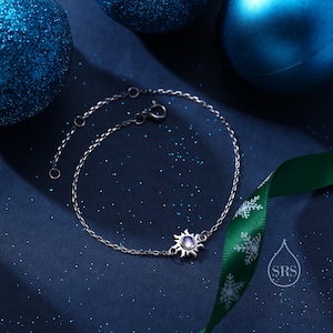 Extra kleines Mondstein Sonnenarmband aus Sterlingsilber, Silber oder Gold, simulierter Mondstein, kleines Sonnenarmband, silbernes himmlisches Armband