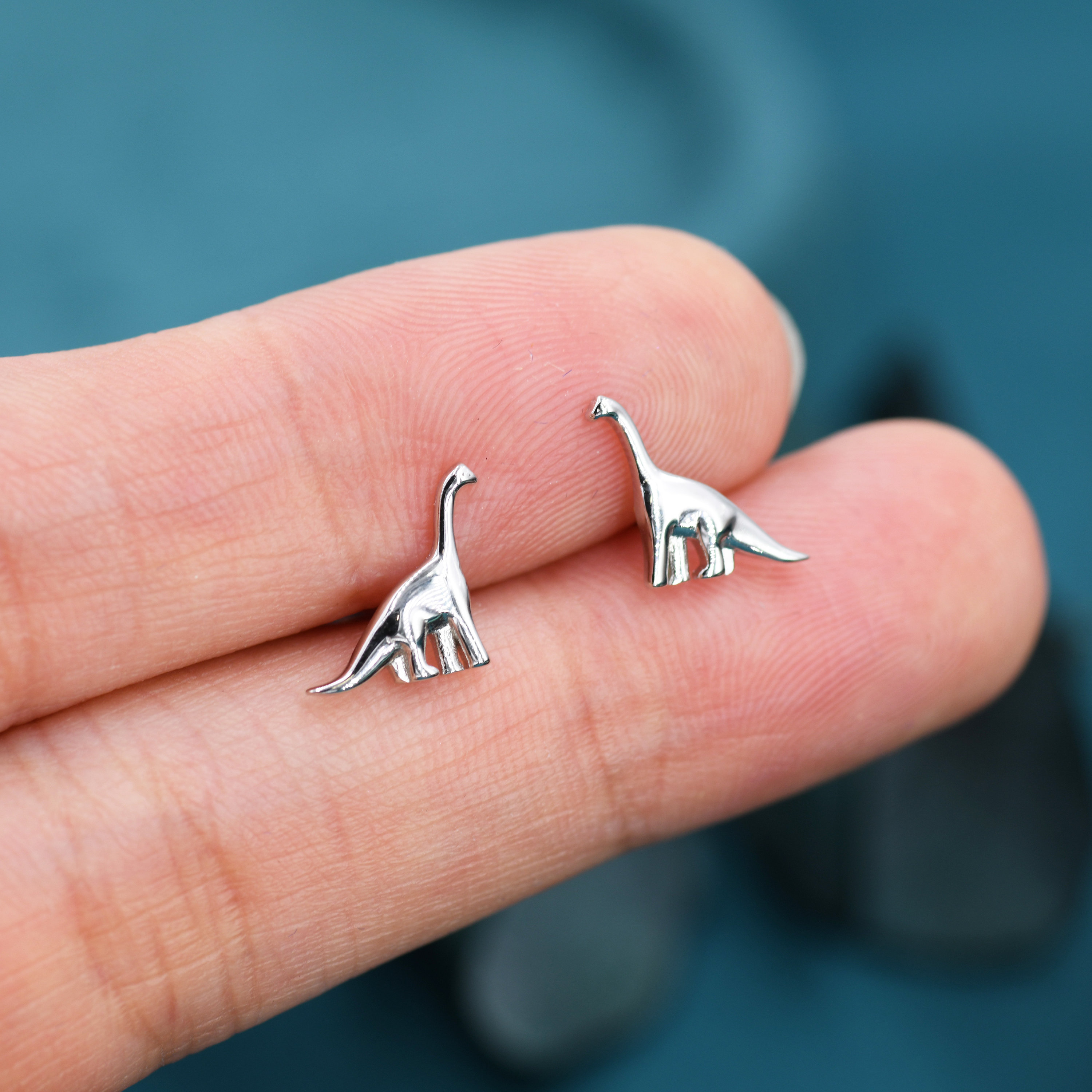 Small Dinosaur Stud Earrings in Sterling Silver Silver Brachiosaurus Dino Earrings Silver Dinosaur Earrings Etsy