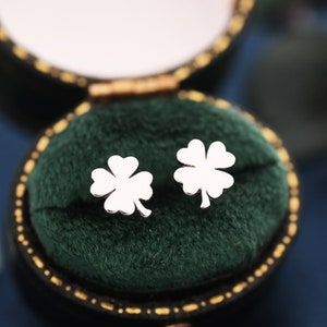 Four Leaf Clover Stud Earrings in Sterling Silver, Irish Earrings, Silver Gold or Rose Gold