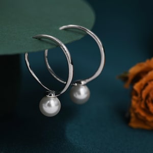 Grote parel open ringoorbellen in sterlingzilver, zilver of goud, grote balansparel door te trekken, ringen van 20 mm, organische vorm
