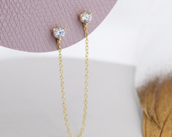 Orecchini Pendenti In Argento 925 Con Catena Lunga E Zirconi Cubici Multicolore - Ipoallergenici