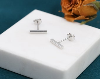 Tiny Bar Stud Earrings in Sterling Silver, Silver, Gold or Rose Gold, Skinny Bar Earrings, Delicate Bar Earrings