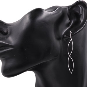 Sterling Silver Minimalist Wave Ear Wire Threader Earrings, Silver ...