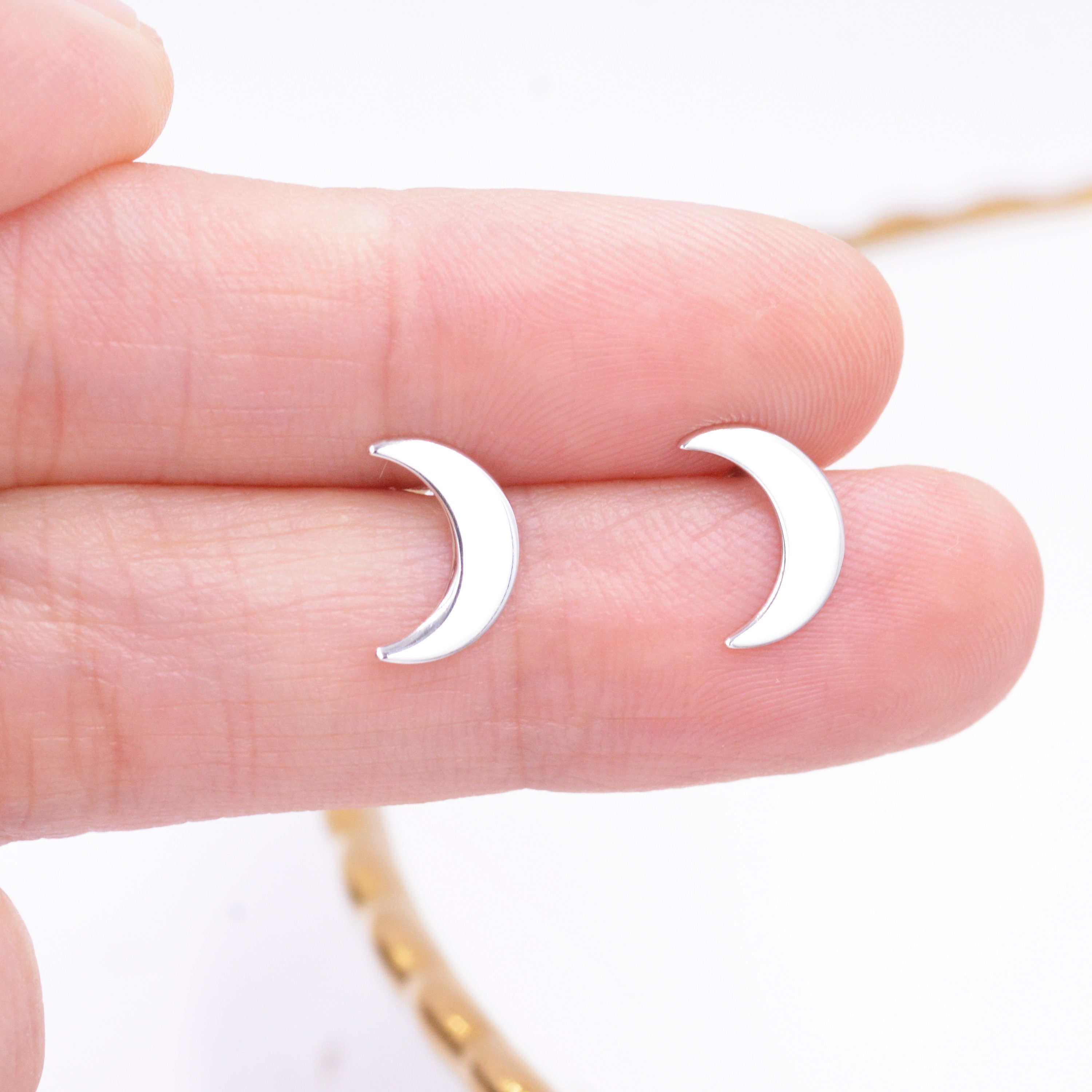 Double Horn Crescent Moon Earrings, Crescent Moon Earrings