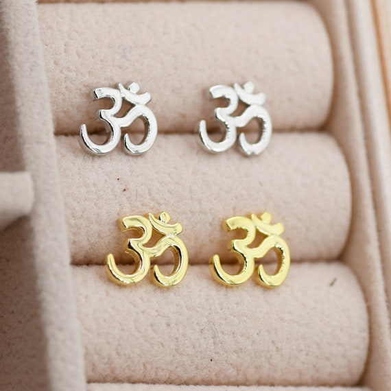 Gold om stud clearance earrings