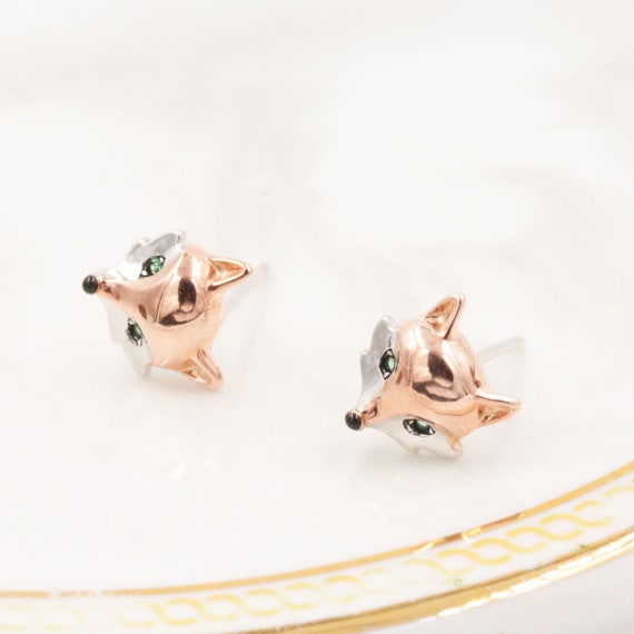 Fox Head Stud Earrings in Sterling Silver Animal Stud - Etsy Fox Head Stud Earrings in Sterling Silver Animal Stud - Etsy