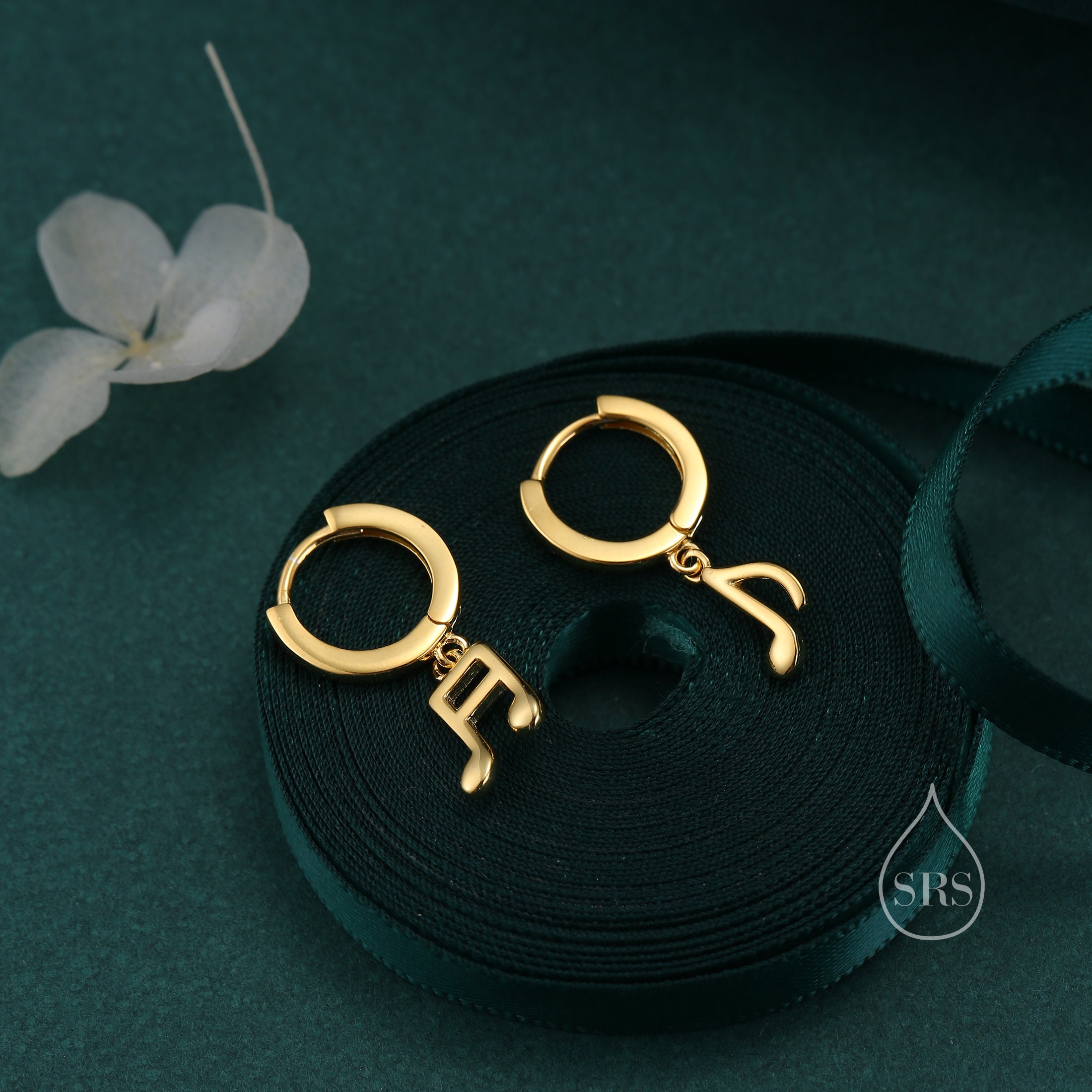 Musical Note Hoop Mismatched Pair of Music Symbol Huggie Hoop Earrings in Sterling Silver ...