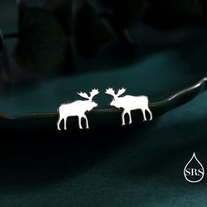Sterlingzilver, oorbellen van elanden, hertenoorbellen, dierenoorbellen, op de natuur geïnspireerd