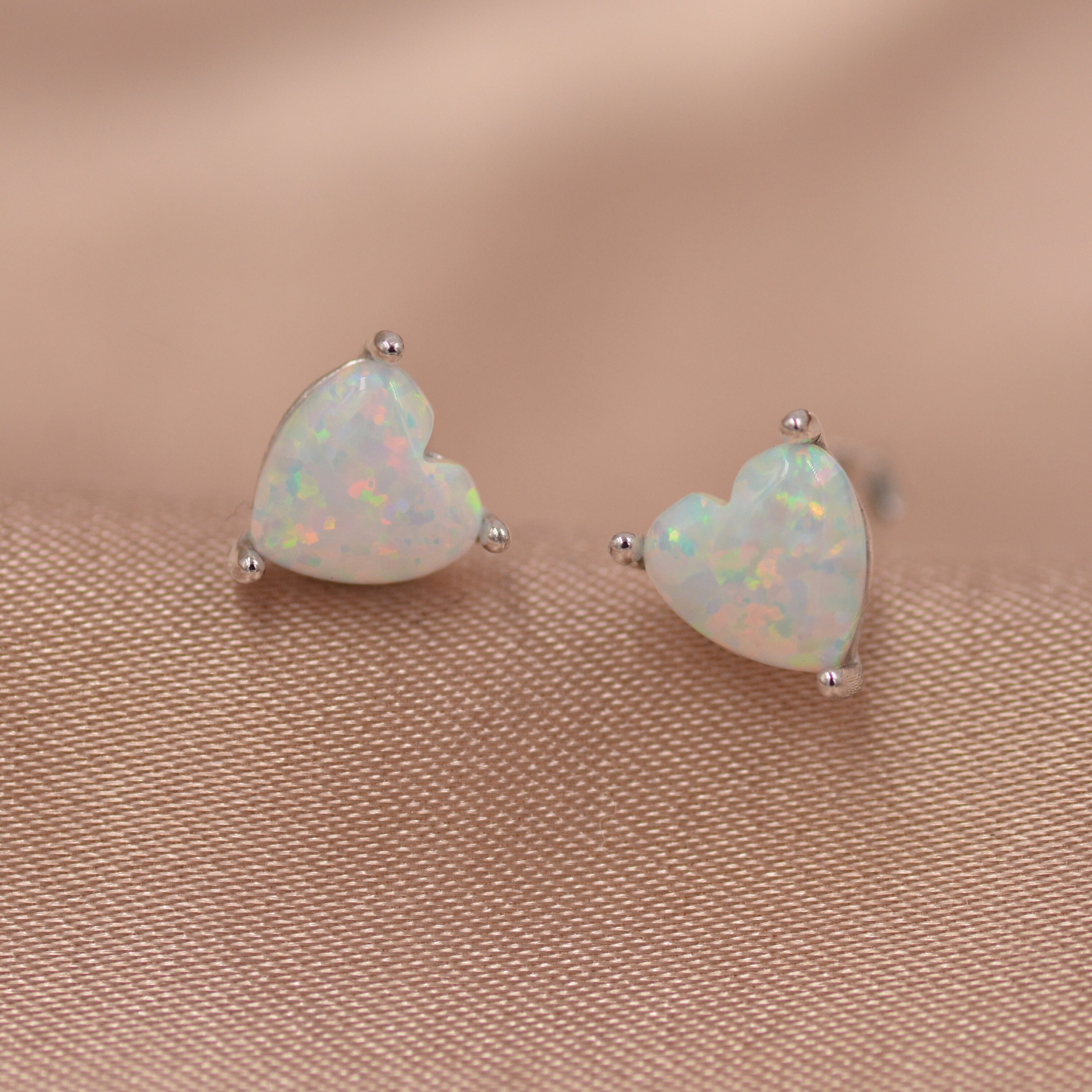 2PCS Stainless Steel White Fire Opal Stud Earrings – Round 3/4/5/6mm, Screw Back, Unbranded