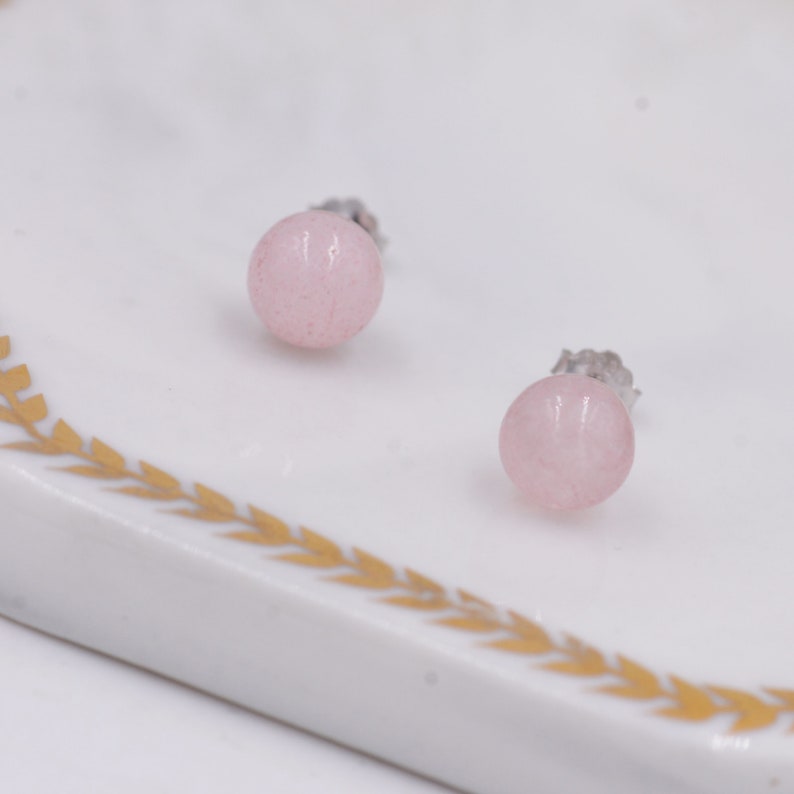 Rose Quart Pink Crystal Stud Earrings Simple Ball Earrings Etsy UK
