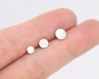 Pair of Round Dot Stud Earrings in Sterling Silver, Available in 4mm, 5mm and 6mm, Silver or Gold, Dainty Earrings, Stacking Earrings