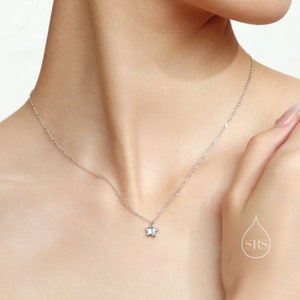 Collana con pendente a stella in pietra di luna in argento sterling, argento o oro, collana a stella Aurora, collana a stella in pietra di luna immagine 5